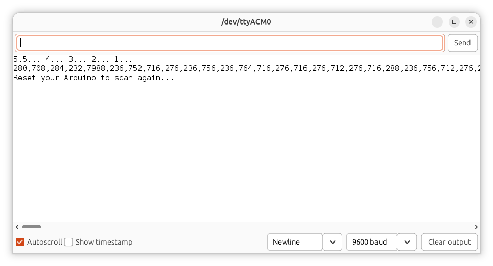 Serial Monitor avec les valeurs captées